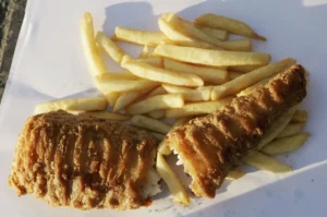 Fish'n chips sur la plage